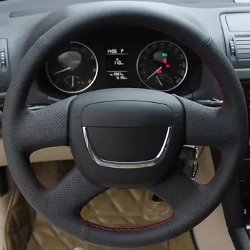 Кожаный чехол на руль автомобиля из микрофибры по индивидуальному заказу для Skoda Octavia Superb 2012, Fabia Skoda Octavia a5, автомобильные аксессуары