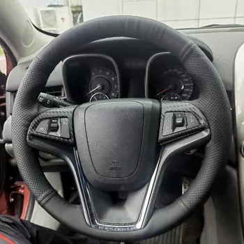 Кожаный дышащий черный чехол для руля Chevrolet Malibu Crekor Cruze Camaro