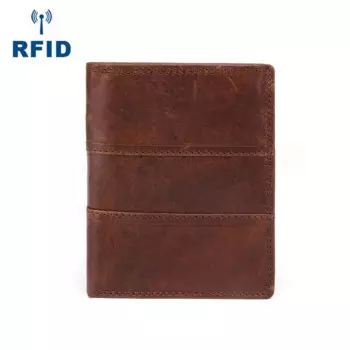Кожаный кошелек для мужчин с RFID-защитой и несколькими отделениями для карт, кожаный короткий клатч Crazy Horse, винтажный деловой кошелек, мужская сумка, оптовая продажа