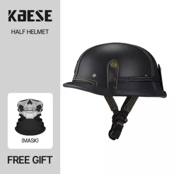 Кожаный полушлем в немецком стиле, мотоциклетный шлем с открытым лицом, ретро круизный чоппер, байкерский пилот, одобренный DOT, четыре сезона