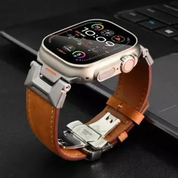 Кожаный ремешок для Apple Watch Ultra 2 49 мм, мужской браслет для IWatch series 9 7 8 6 5 4 Se 3 45 мм 44 мм 42 мм