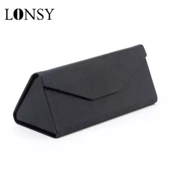 Кожаный Водонепроницаемый Чехол для очков LONSY, модный Складной футляр для треугольные очки, аксессуары для очков