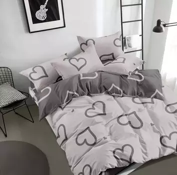 КПБ Поплин, Постельное белье поплин 1456 - 2 спальное с евро простыней