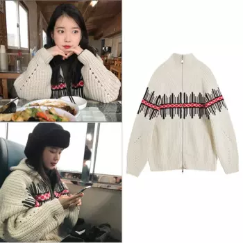 Kpop IU Lee Ji Eun тот же вязаный кардиган свитер женский зимний теплый уличная одежда Harajuku плотная одежда женская куртка с высоким воротником