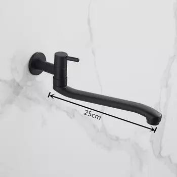 Настенный черный латунный смеситель для раковины