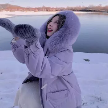 Красивая популярная Зимняя парка, большая длинная пуховая куртка с капюшоном из натурального Лисьего меха, 90% пуховое пальто из белой утки, Толстая теплая искусственная кожа