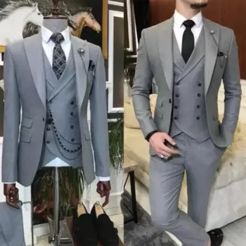 Красивый деловой красочный костюм Gentelman для мужчин, куртка из трех предметов, брюки, жилет с пиковыми лацканами, однобортный Terno Masculinos Completo