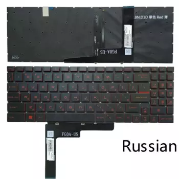 Красная русская клавиатура с подсветкой для MSI Crosshair 15 C12VG, B12UEZ, B12UGSZ