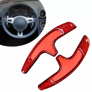 Красное углеродное волокно, 2 шт., удлинитель рулевого колеса для Porsche 991 Cayman 981 2013-2016 и Carrera Boxster
