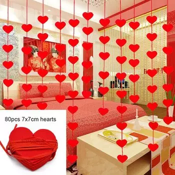 Красные бумажные гирлянды в форме сердца CYZQ