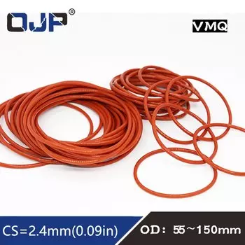 Красные силиконовые Силиконовое уплотнительное кольцо VMQ, толщина 2,4 мм, резиновое уплотнительное кольцо OD55/60/65/70/75/80/85/90/95/100/150 мм