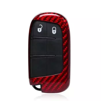 Красный чехол для ключа из углеродного волокна для Jeep Grand Cherokee Dodge Challenger SRT Hellcat SXT R/T GT умный Автомобильный Дистанционный ключ