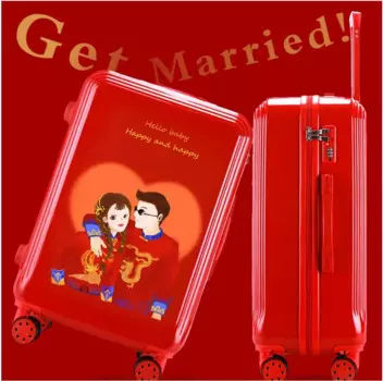 Красный Дорожный чемодан на колесиках, Свадебный чемодан на колесиках для ручной клади, чемодан на колесиках, 20/22/24/26 дюймов