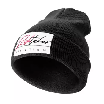 Красный и черный Cursive Risktaker Affiliation Design Вязаная шапка Летняя шапка Аниме Женские шапки для солнца Мужские