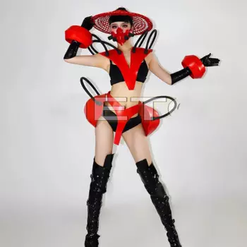 Красный наряд Drag Queen, сексуальная танцевальная одежда Gogo, женская одежда для фестиваля, ночного клуба, карнавала, Хэллоуина, сценический костюм 1274