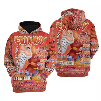 Красный сварливый гном, Белоснежка и семь гномов Подарок фанату из мультфильма Диснея Толстовка с принтом Disney Толстовка на молнии