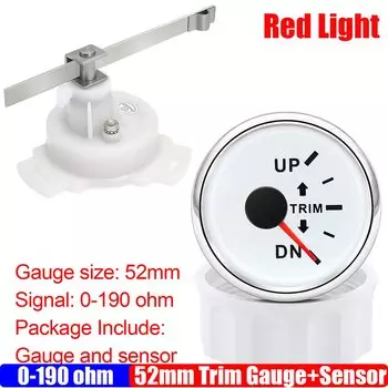 Красный свет 0-190 Ом, датчик триммера для внутреннего подвесного двигателя, 52 мм, морской индикатор наклона триммера с датчиком, лодка, яхта, изготовленный на заказ
