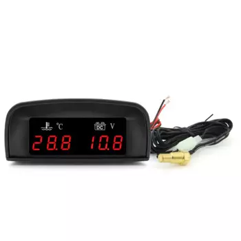 Красный светодиодный цифровой 2 в 1 ЖК-метр 0 ~ 120 градусов Цельсия Датчик температуры воды + вольтметр с датчиком 1/8NPT для автомобиля 12 В 24 В на заказ