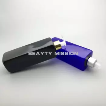 Красота Миссия 500 мл X 10 пустая черная/синяя квадратная пластиковая бутылка для шампуня для лосьона, куб. См косметический контейнер с дозатором для лосьона