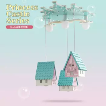 Креативная люстра с изображением синего дома, светильник для спальни для девочек, детской комнаты, современная простая светодиодная люстра с замком, бесплатная доставка