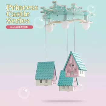 Креативная люстра с изображением синего дома, светильник для спальни для девочек, детской комнаты, современная простая светодиодная люстра с замком, бесплатная доставка