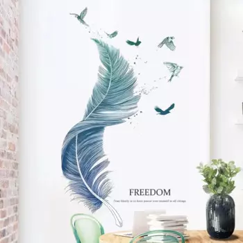 Креативная Наклейка На Стену С Перьями Для Декора Детской Комнаты, Современный Стиль, Наклейка На Стену Из ПВХ Для Спальни