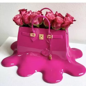 Креативная смоляная сумка для цветов, ваза, домашний декор, кабинет, офис, обеденный стол для гостиной, роскошная скульптура