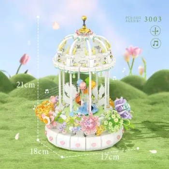 Креативный уличный пейзаж, архитектура, цветочный павильон, музыкальная шкатулка, Moc Mini Block City Street View, фигурки, конструктор, игрушка для подарка