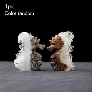 Натуральный лечебный кристаллический камень, 1 шт., прозрачный кварцевый кластер, маленькие фигурки морских коньков, домашнее украшение, подарок на день рождения