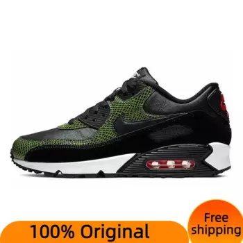 Кроссовки Nike Air Max 90, зеленые, кожа питона