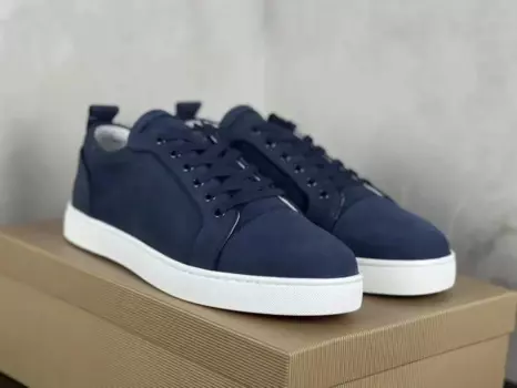 Кроссовки синего дизайна с красной подошвой для мужчин. Модные мужские кожаные повседневные туфли на плоской подошве.