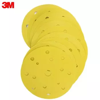 Круг абразивный шлифовальный 3М, 15 отверстий, Р360 150 мм, Hookit 255P+ 10 шт/уп, золотой