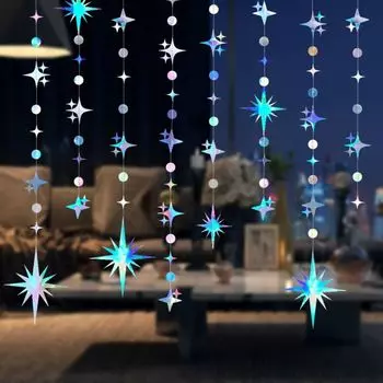 Круглая бумажная подвеска звезда 3М/4М