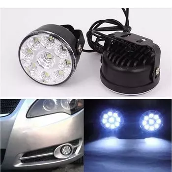 Круглые Автомобильные противотуманные фары, 2 шт., 9 светодиодный, 12 В, белые дневные ходовые огни, светодиодные супер яркие фары, подходит для всех моделей