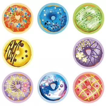 Круглые наклейки-пончики 50-500 шт
