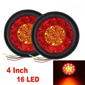 Круглый 16-светодиодный 4-дюймовый задний фонарь, стоп-сигнал, боковой габаритный поворот, сигнальный фонарь, водонепроницаемый, грузовик, прицеп, автофургон, 12 В 24 В