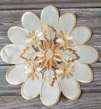 Круглый коврики для стола с вышивкой из полиэстера и хлопка 29 см