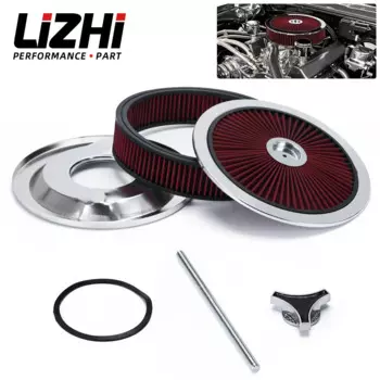 14 "x 3" круглая моющаяся отделка Super Flow через крышку Caburetor, фильтр воздухоочистителя, верхняя замена в сборе для Chevrolet GMC Ford