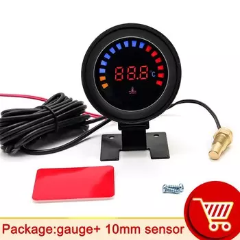 Круглый ЖК- цифровой датчик температуры воды для автомобиля грузовика Температурный датчик температуры мото + вольтметр напряжение 2 в 1 12 В 24 В датчик температуры