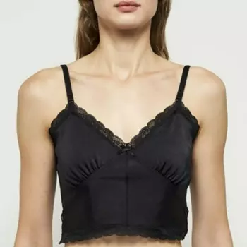 Кружевная кофта, Женская Черная майка, сезон весна-лето 2023, Короткие повседневные приталенные топы в американском стиле, одежда, футболка для девочек