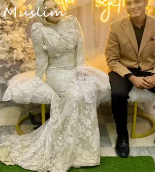 Кружевные мусульманские вечерние платья по индивидуальному заказу, 2025 г., элегантное платье русалки в арабском турецком стиле для выпускного вечера, исламское вечернее платье с длинными рукавами, платья novia