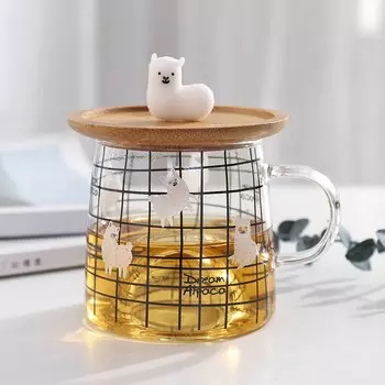 Кружка стеклянная 3D альпака DESumHar 300 мл