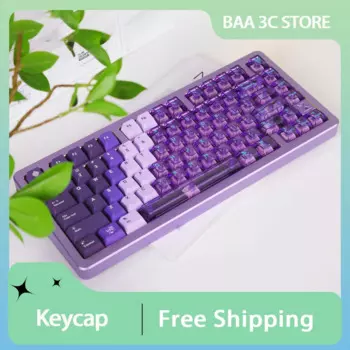 Крышка клавиш Snow Mountain с сиреневым градиентом, прозрачная термосублимационная крышка из ПБТ с вишневым профилем для стрельбы, механическая клавиатура