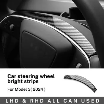 Крышка рамы рулевого колеса из АБС-пластика из углеродного волокна для Tesla Model 3 Highland 2024 Model Y Juniper 2025, отделка салона автомобиля, аксессуары