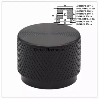 Крышка ручки из алюминиевого сплава 20*15,5 Крышка ручки потенциометра Аудиооборудование Крышка регулировки вращения инструмента с круглым отверстием 6 мм