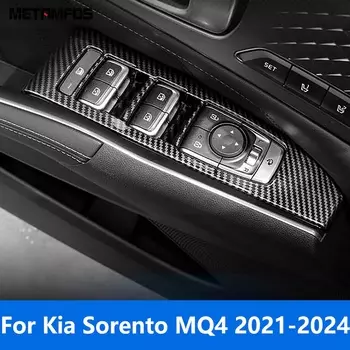 Крышка стеклоподъемника из углеродного волокна для Kia Sorento MQ4 2021-2023 2024, внутренняя отделка двери, подлокотника, аксессуары для стайлинга автомобиля