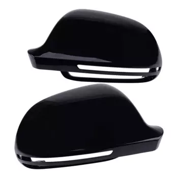 Крышка зеркала заднего вида 8F0857528B, 1 пара, черная, блестящая, подходит для AUDI A3, A4, B8, A5, A6, A8, S8, Q3, без боковой помощи