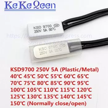 KSD9700 5A 250V 40 ~ 150 градусов (Н. К.) Нормально закрытый/открытый металлический переключатель температуры, биметаллический дисковый термостат защитная скоба