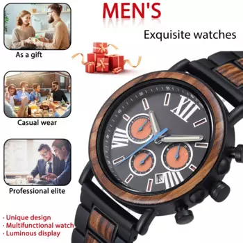 KtiyKiss мужские роскошные кварцевые деревянные часы модный хронограф ночник водостойкие многофункциональные часы подарок для мужа