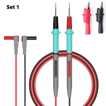 Испытательные выводы для мультиметра, силиконовая линия, 1000 В, 20 А, игольчатый зонд, испытательные выводы, мягкая и холодная прочность с зажимом крокодил, кабель мультиметра